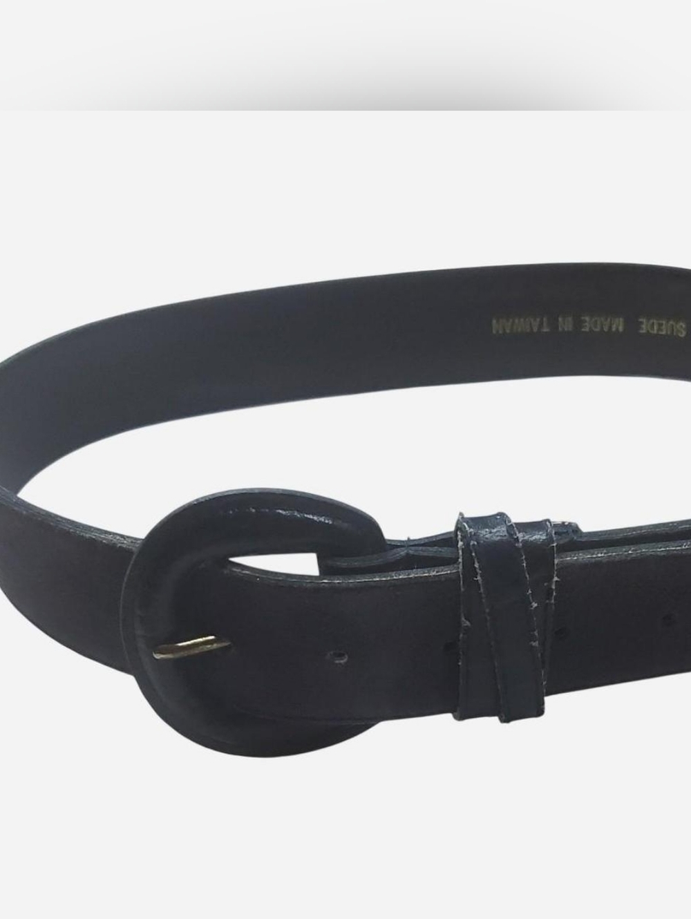 Sostanza Belt Womens S Navy Blue Genuine Pig Suede Leather Y2k Vtg 33.5" Long